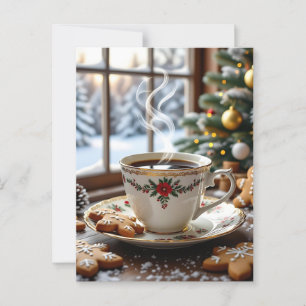 Cartão Postal Café quente e biscoitos de pão quente Natal