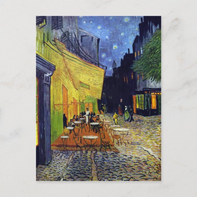 Cartão Postal Café Terrace à noite por Vincent van Gogh 1888 (Frente)