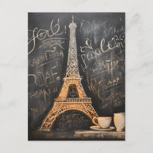 Cartão Postal Café Torre Chic Eiffel Café Café Café Chalkboard P