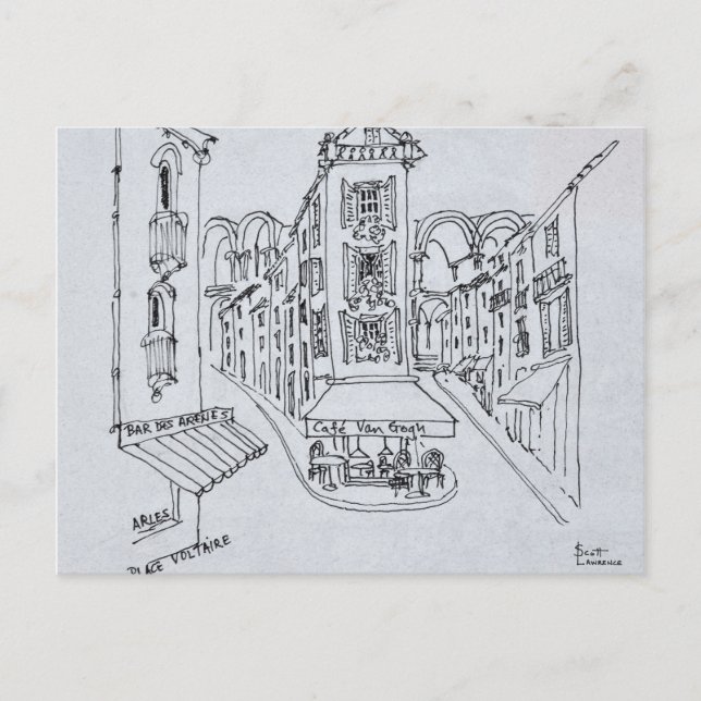 Cartão Postal Cafe Van Gogh, Place Voltaire, Arles, França (Frente)