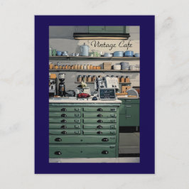 Cartão Postal Café Vintage Loja de Café Azul Verde Pessoal 