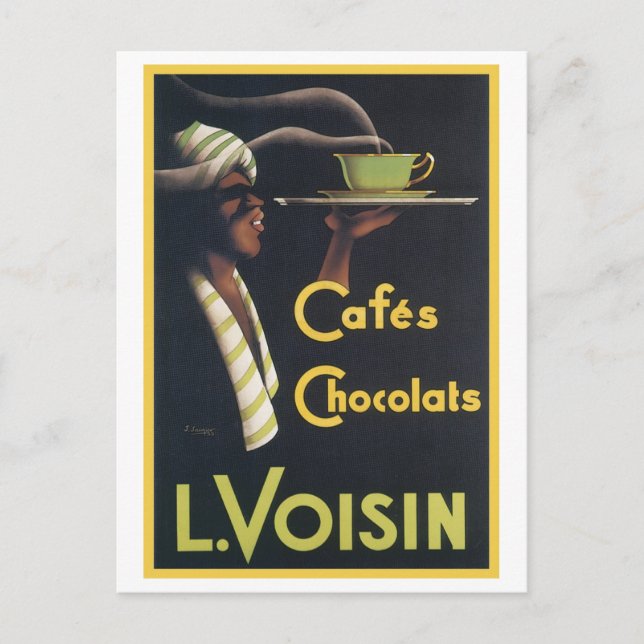 Cartão Postal Cafés Chocolats L. Anúncio Voisin Vintage (Frente)