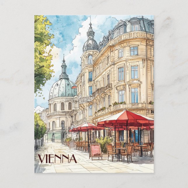 Cartão Postal Cafés de Viena Áustria Viagem (Frente)