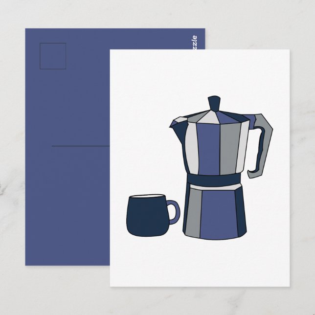 Cartão Postal Cafeteira Caneca de Café  (Frente/Verso)