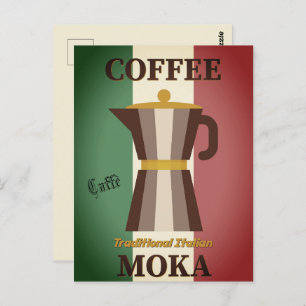Cartão Postal Caffè Moka Bandeira Italiana Pote