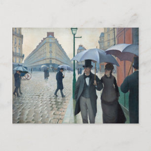 Cartão Postal Caillebotte Paris Street Rainy Day Painting