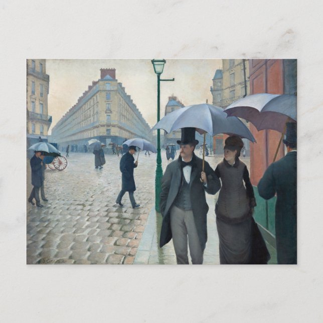 Cartão Postal Caillebotte Paris Street Rainy Day Painting (Frente)