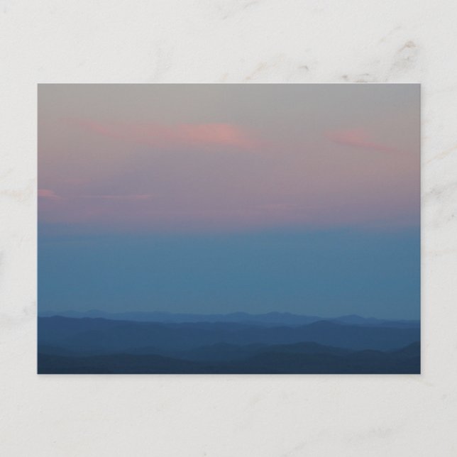 Cartão Postal Cair do Sol nas Montanhas Blue Ridge (Frente)