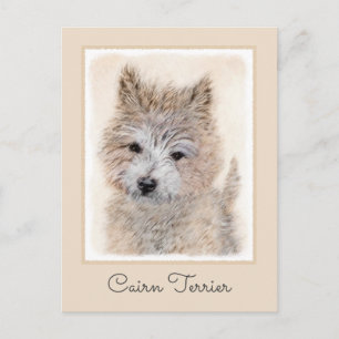 Cartão Postal Cairn Terrier Puppy Painting - Arte Original De Cã