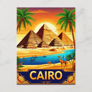 Cartão Postal Cairo Egito Pirâmides Nilo Viagem Lembrança