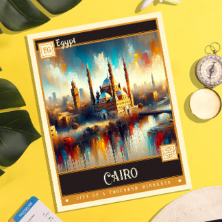 Cartão Postal Cairo, Egito | Vintage Painting