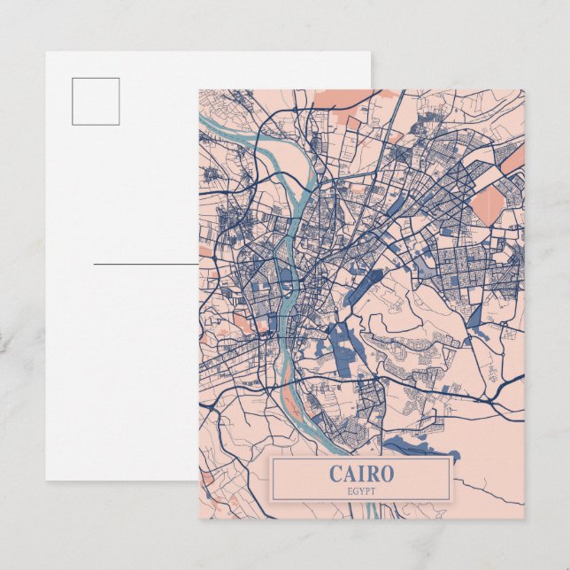 Cartão Postal Cairo Egypt Breezy City Map Travel (Frente/Verso)