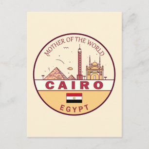 Cartão Postal Cairo Egypt Skyline Emblem