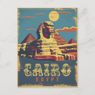 Cartão Postal Cairo: Esfinge Vintage