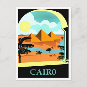 Cartão Postal Cairo, viagens vintage egípcia