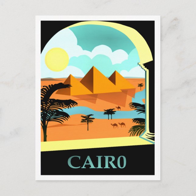 Cartão Postal Cairo, viagens vintage egípcia (Frente)