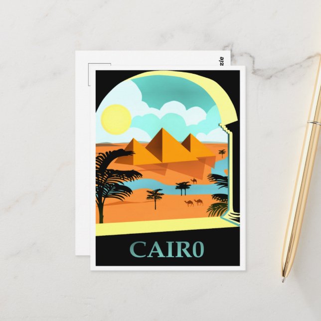 Cartão Postal Cairo, viagens vintage egípcia (Frente/Verso In Situ)