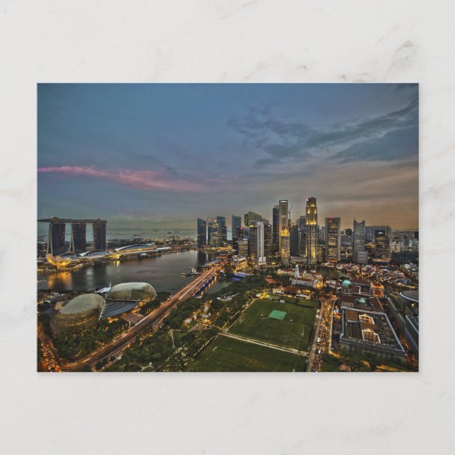 Cartão Postal Cais de Barcos Panorama da Paisagem Urbana de Sing (Frente)