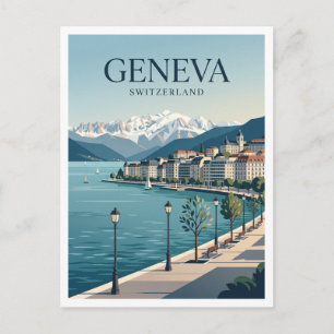 Cartão Postal Cais do Mont-Blanc Genebra Suíça