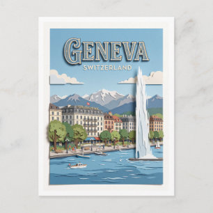 Cartão Postal Cais do Mont-Blanc Genebra Suíça