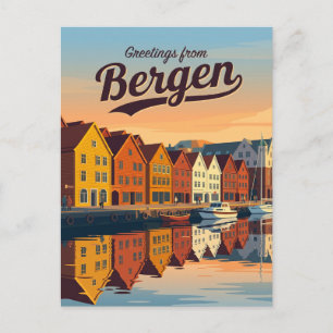 Cartão Postal Cais Hanseático Bryggen Noruega