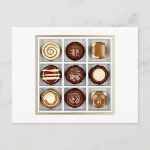 Cartão Postal Caixa com latas de chocolate