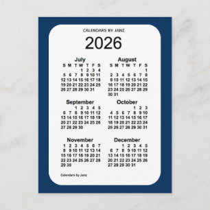 Cartão Postal Caixa da Polícia 2026 Azul Calendário Mini de 6 Me