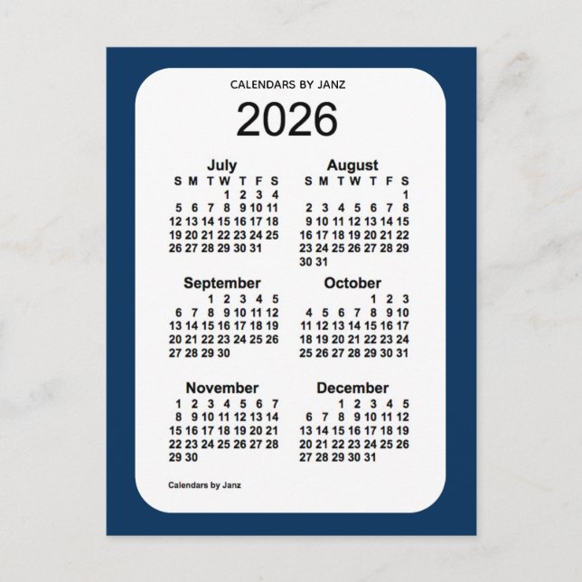 Cartão Postal Caixa da Polícia 2026 Azul Calendário Mini de 6 Me (Frente)