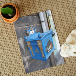 Cartão Postal Caixa de correio azul antiga alemã de 1896