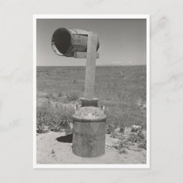 Cartão Postal Caixa de correio Vintage barrel e balde rural de I