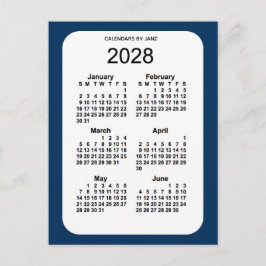 Cartão Postal Caixa de Polícia de 2028 Mini Calendário Azul 6 Me