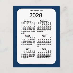 Cartão Postal Caixa de Polícia de 2028 Mini Calendário Azul 6 Me