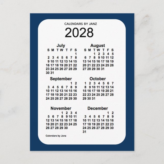 Cartão Postal Caixa de Polícia de 2028 Mini Calendário Azul 6 Me (Frente)