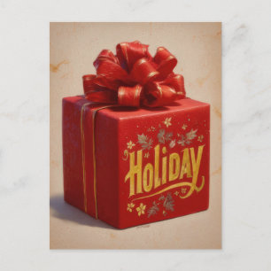 Cartão Postal Caixa de Presente de Natal Festiva e Elegante Post