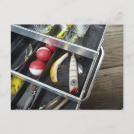 Cartão Postal Caixa de proteção de pesca no convés de madeira