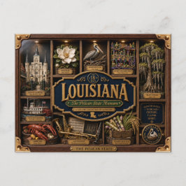 Cartão Postal Caixa de Sombra da Louisiana 3D Figurinha Estado