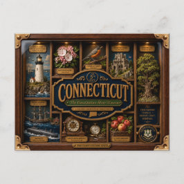 Cartão Postal Caixa de Sombra de Connecticut Figura 3D do Estado