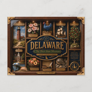 Cartão Postal Caixa de Sombra de Delaware 3D Figura Estado