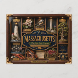 Cartão Postal Caixa de Sombra de Massachusetts Figura 3D do Esta