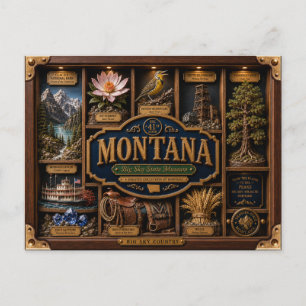 Cartão Postal Caixa de Sombra de Montana Figura 3D Estado