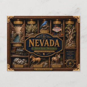 Cartão Postal Caixa de Sombra de Nevada 3D Figura Estado