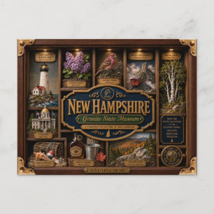 Cartão Postal Caixa de Sombra de New Hampshire Figura 3D do Esta