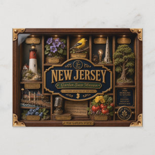 Cartão Postal Caixa de Sombra de Nova Jersey Figura 3D Estado
