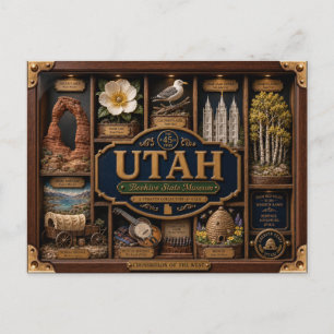 Cartão Postal Caixa de Sombra de Utah 3D Figura Estado