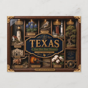 Cartão Postal Caixa de Sombra do Texas 3D Estado Figurativo