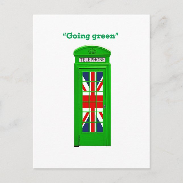 Cartão Postal Caixa telefônica de Londres "Ficando verde" (Frente)