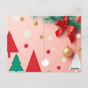 Cartão Postal caixas de favoritos de natal rosa simples