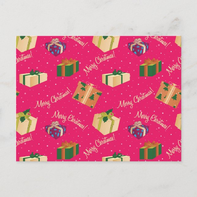 Cartão Postal Caixas de presentes de Natal Feliz (Frente)