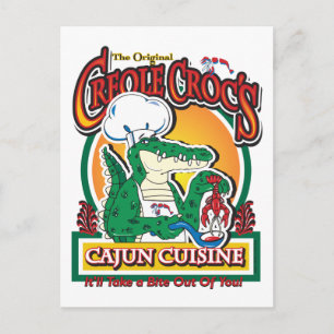 Cartão Postal Cajun Creole Mardi Gras Crocodilo