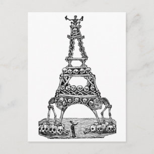 Cartão Postal Calavera da Torre Eiffel c. final dos anos 1800